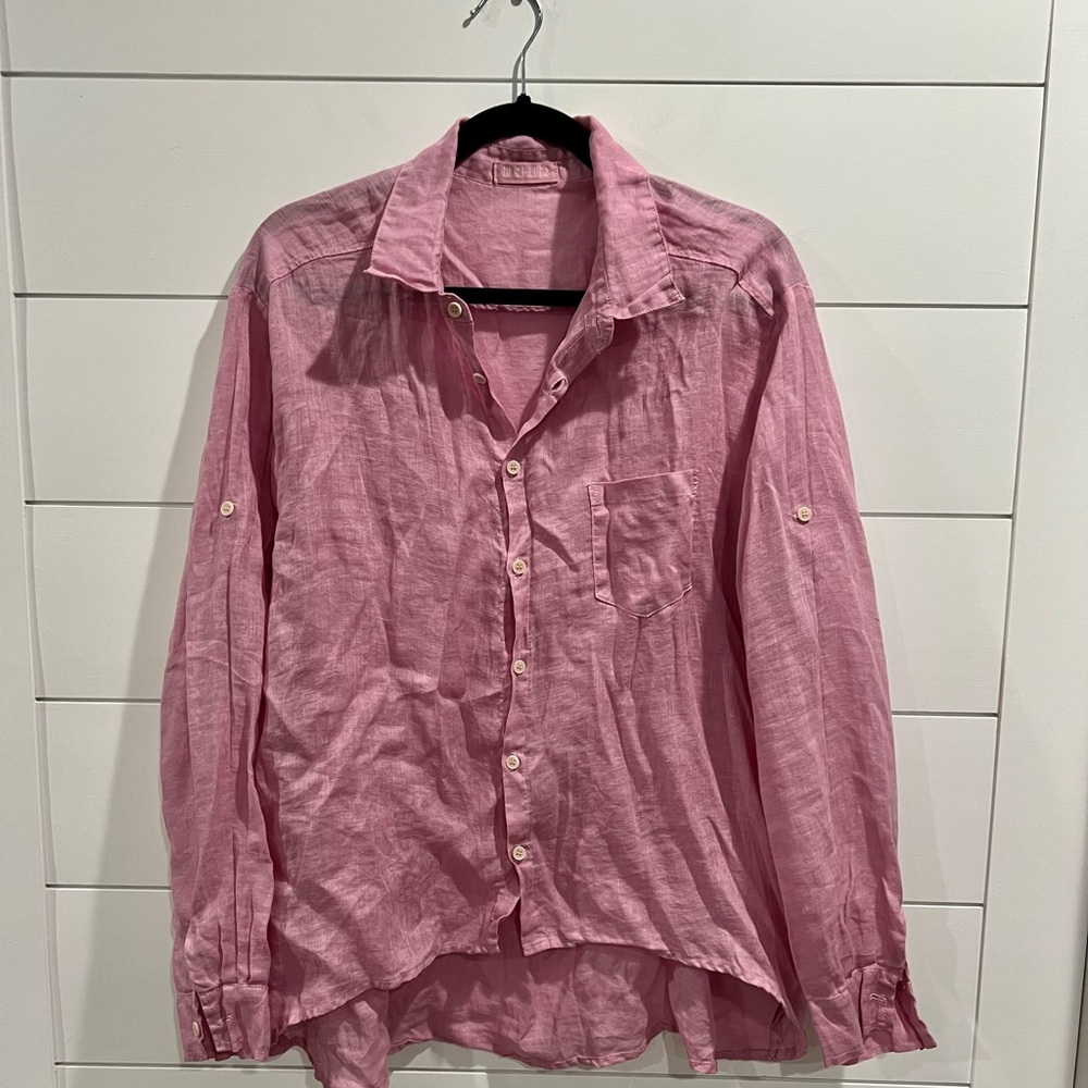 CP Shades pink linen button down shirt